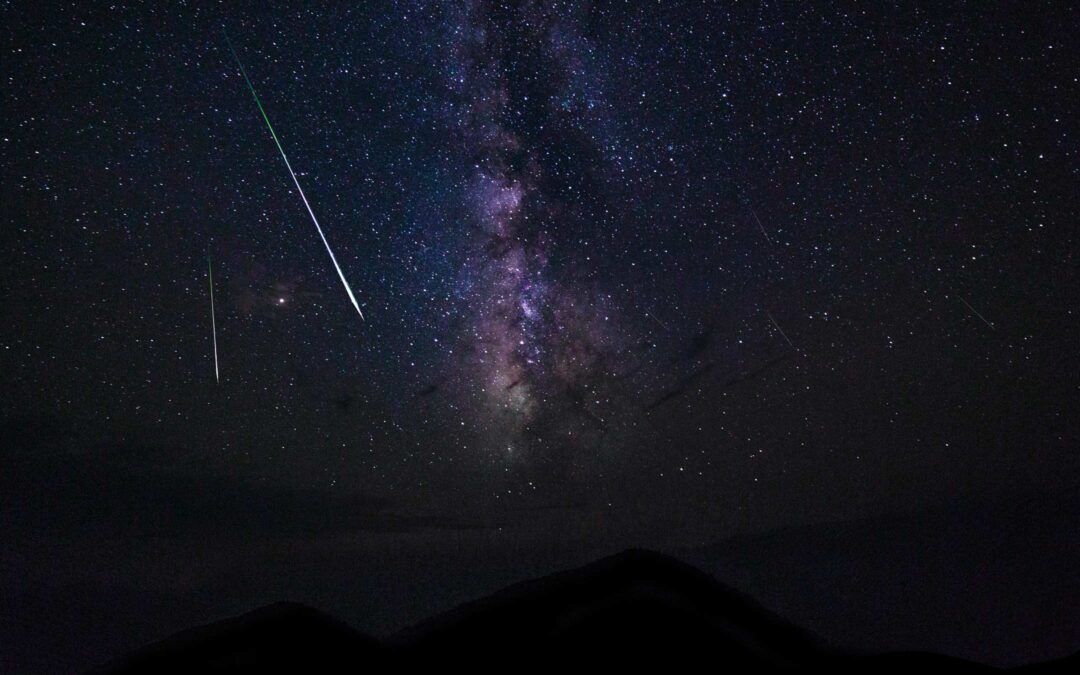 meteorites in the night sky